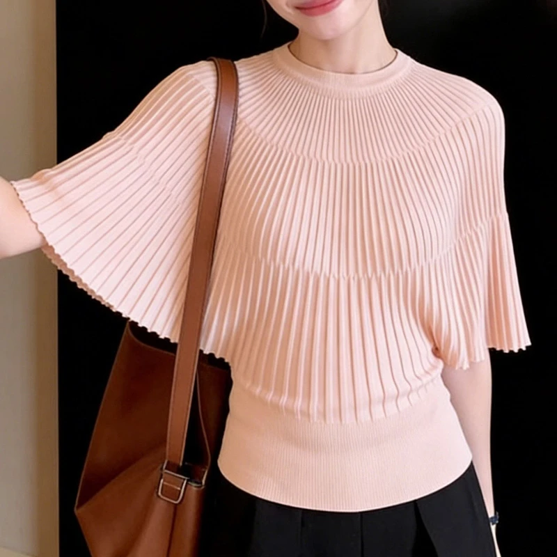 Gentle and Sophisticated Knitted Sweater for Women, Summer Shawl, Cloak, Bat Sleeves