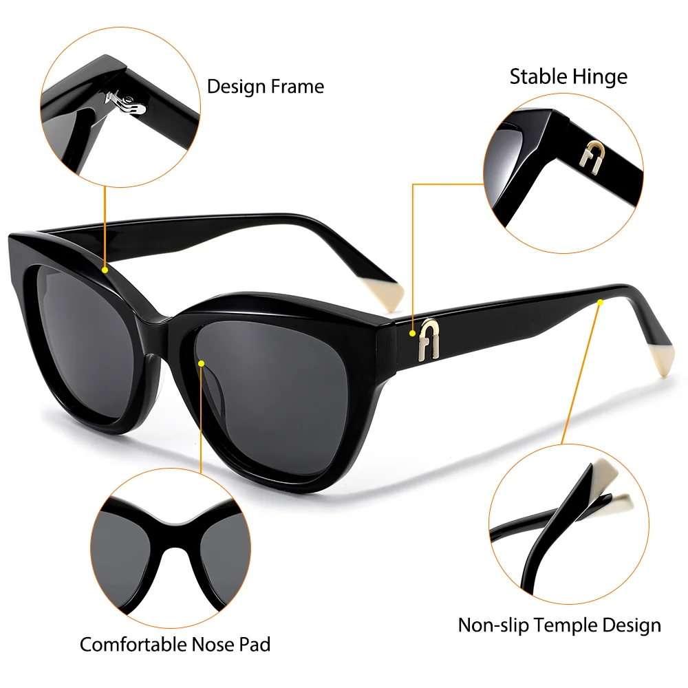CATERSIDE Unisex Mode Polarisierte Sonnenbrille Acetatfaser Dicker Rahmen Reise Business Party Luxus Dekorative Brille UV400 – Detail 5