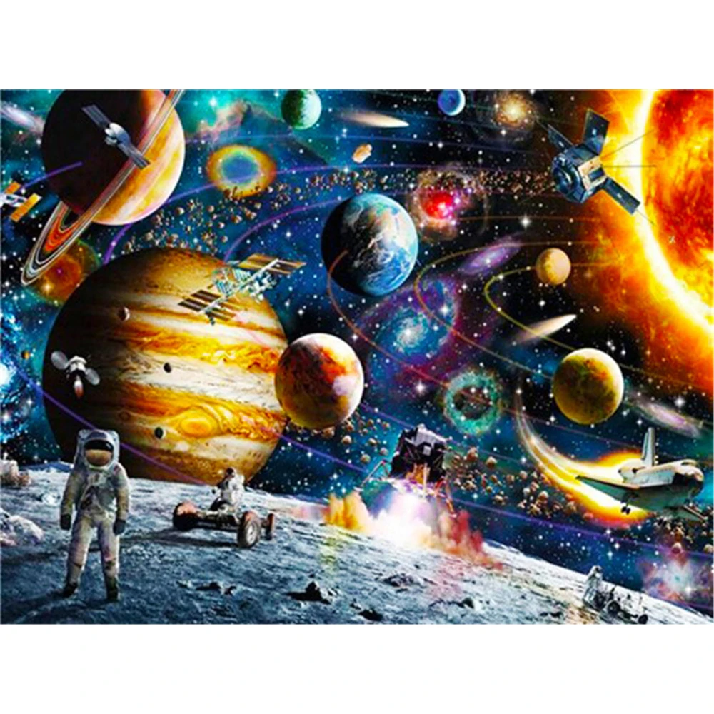 Universe Space Landscape DIY Embroidery Cross Stitch 11CT Kits Needlework Craft Set Cotton Thread Printed Canvas Home     Sell