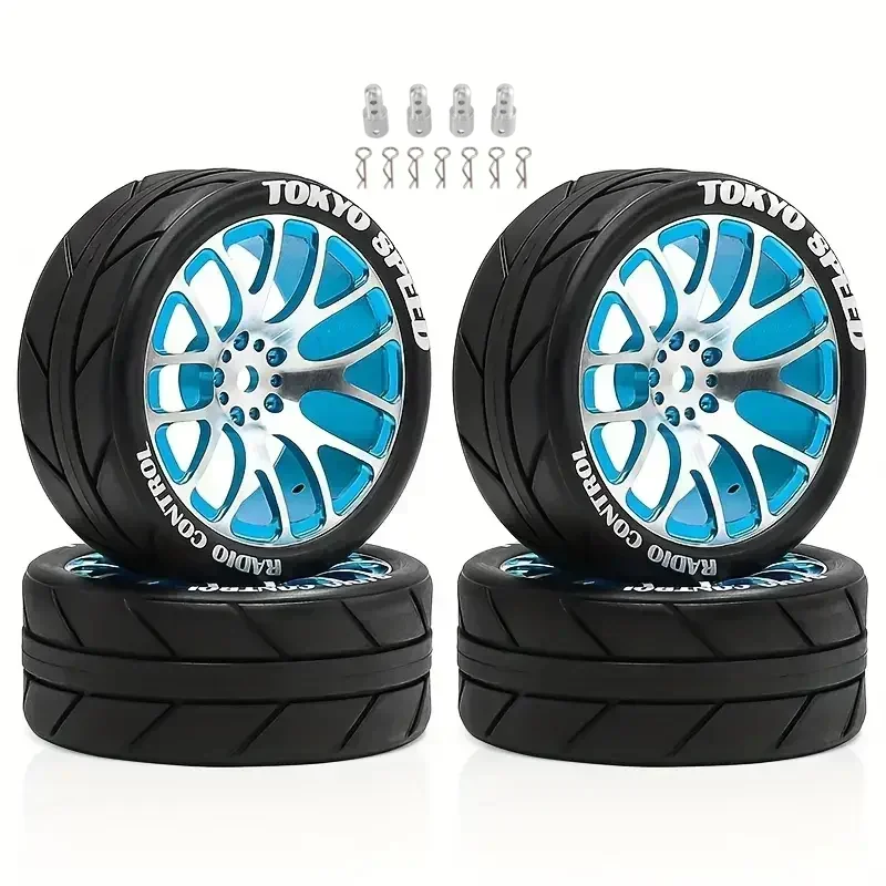 For MJX HYPER GO 14304 14303 14302 14301 Metal Wheel Tires 1/14 Rally CNC High Strength Metal Wheels Height increasing set