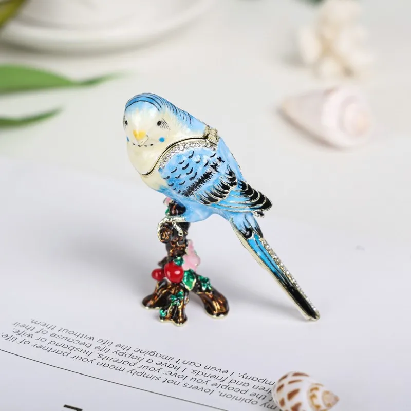 المينا مصوغة بطريقة الوطنية الكنز الحرفية هدية ، صندوق تزيين الببغاء ، سطح المكتب الإبداعية زخرفة صغيرة ، الببغاء المعادن الحرف اليدوية