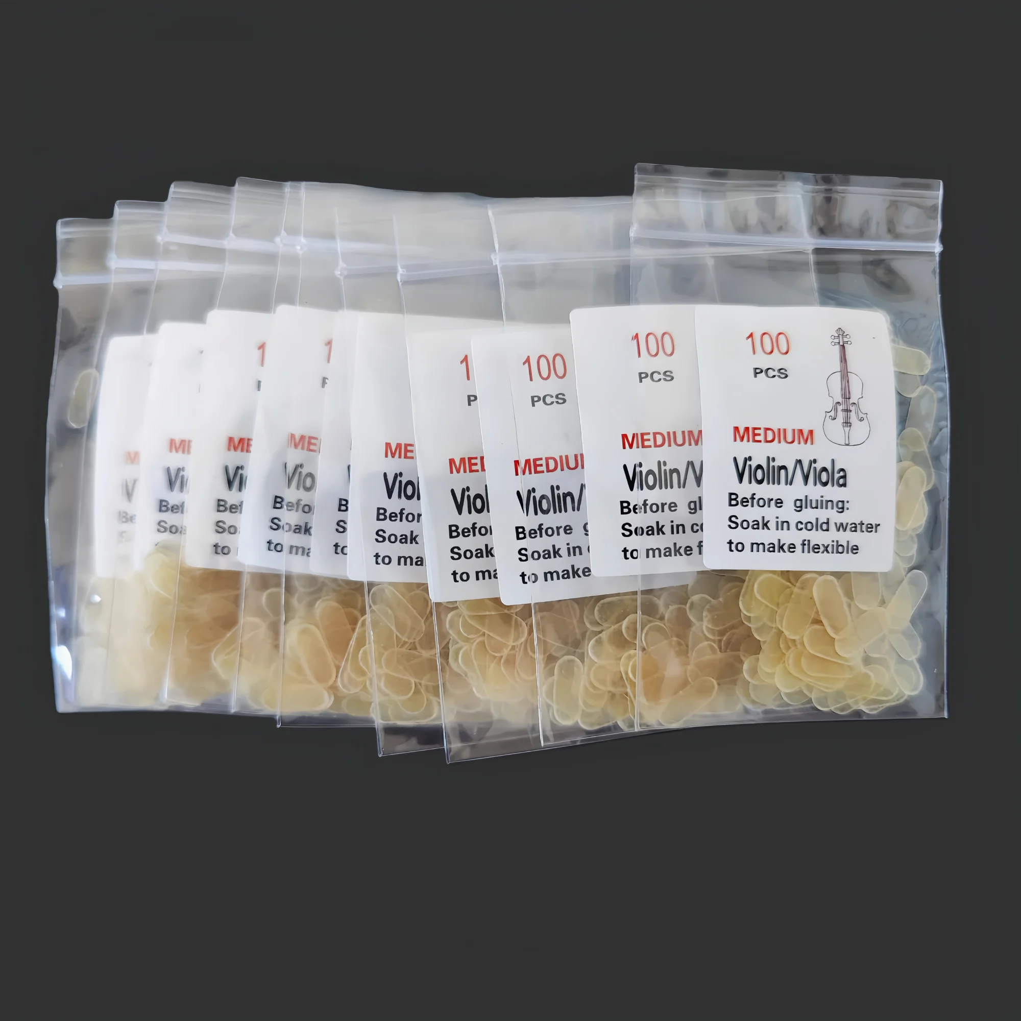 100 Stück Violin-/ 50 Stück Cello-Brückenschutz aus Pergament, E-String-Schutz aus Schafsleder, Brückensaiten-Zubehör – Detail 2