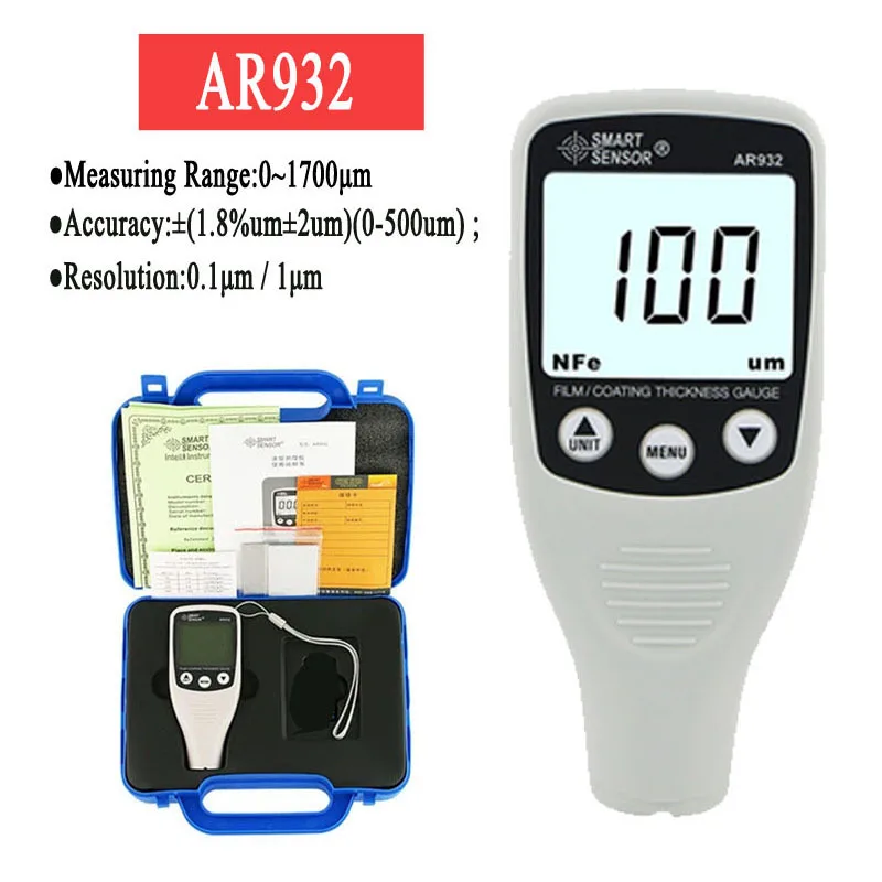 

AR932 Digital Coating Thickness Gauge ABS Meter Detector Paint Tester for Car (0~1700um)