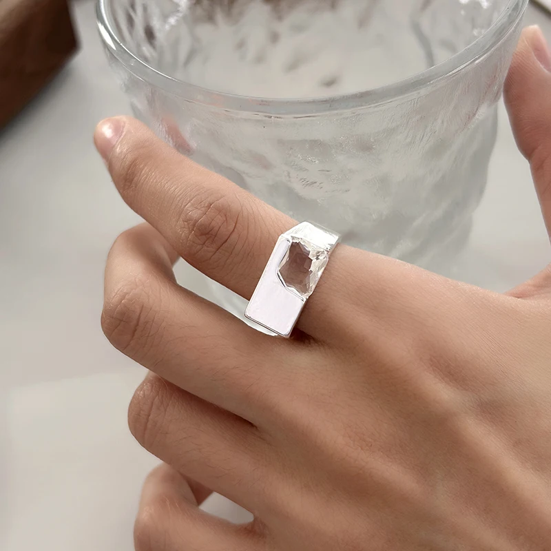 Foxanry Minimalist Silver Color Finger Rings for Women Couples New Trendy Elegant Sparkling Zircons Wedding Party Jewelry Gifts