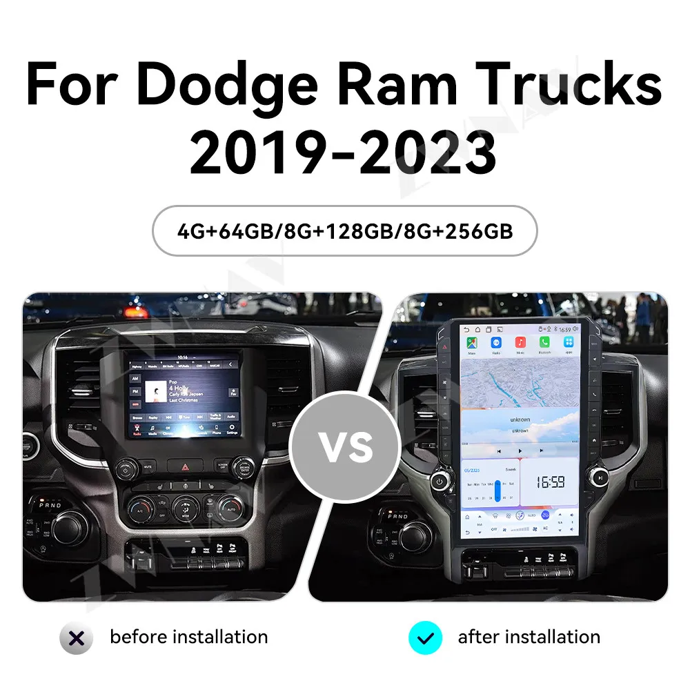 14.5 inch Car Radio For Dodge RAM Trucks 2019-2023 Pickup Carplay Android Multimedia Stereo Player GPS Navigation DSP Head Unit