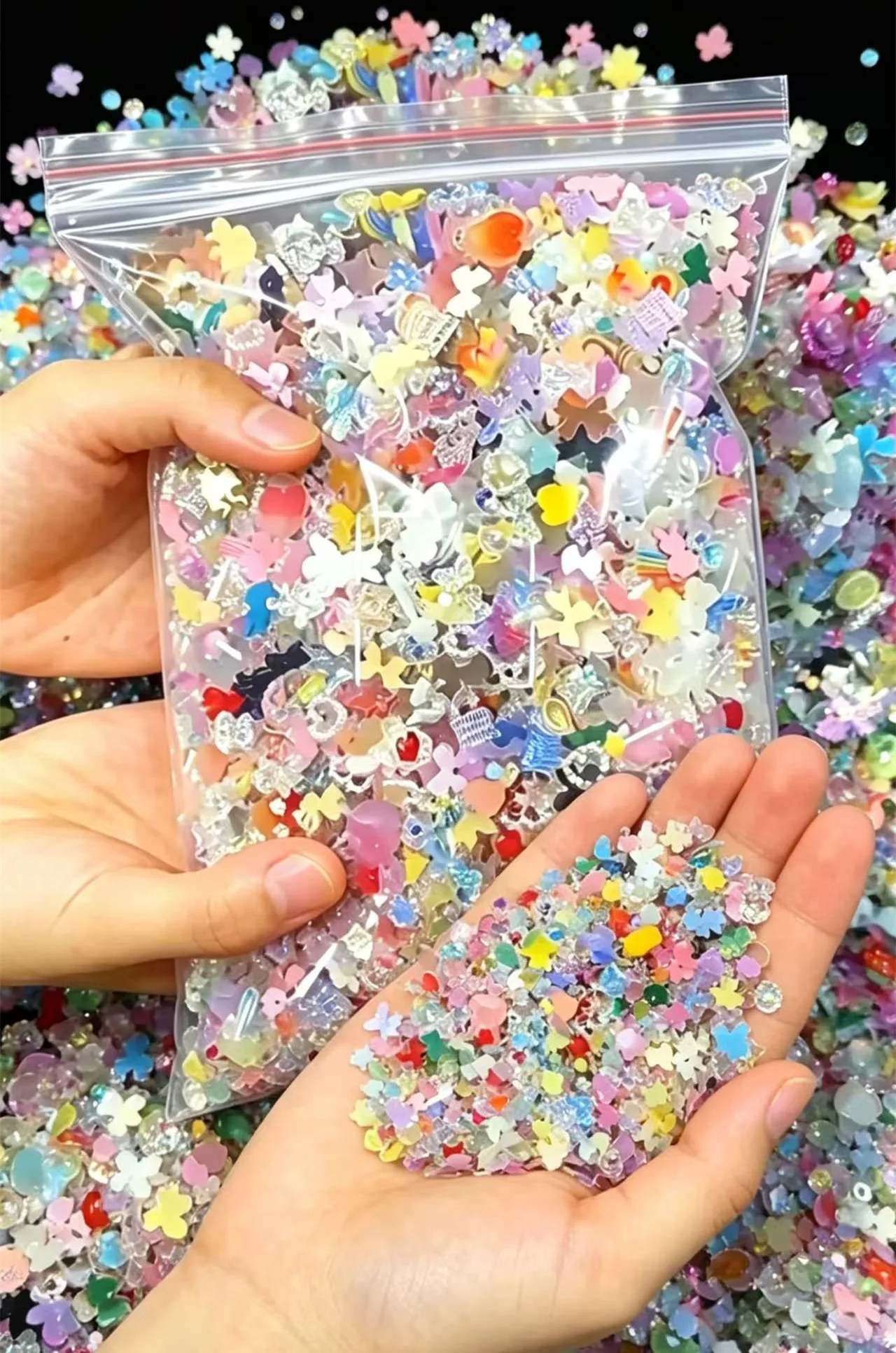 

50g(500-600pcs) Bulk 3D Mix Colorful Resin Aurora Bow Flowers Butterfly Nail Charms Heart//Moon FlatBack Nail Decoration Supplie