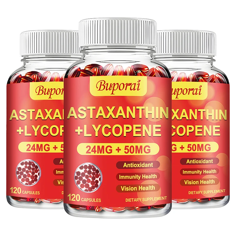 

Astaxanthin + Lycopene Softgels - Antioxidant, Supports Heart, Eye, Skin and Prostate Health, Improves Immune Function