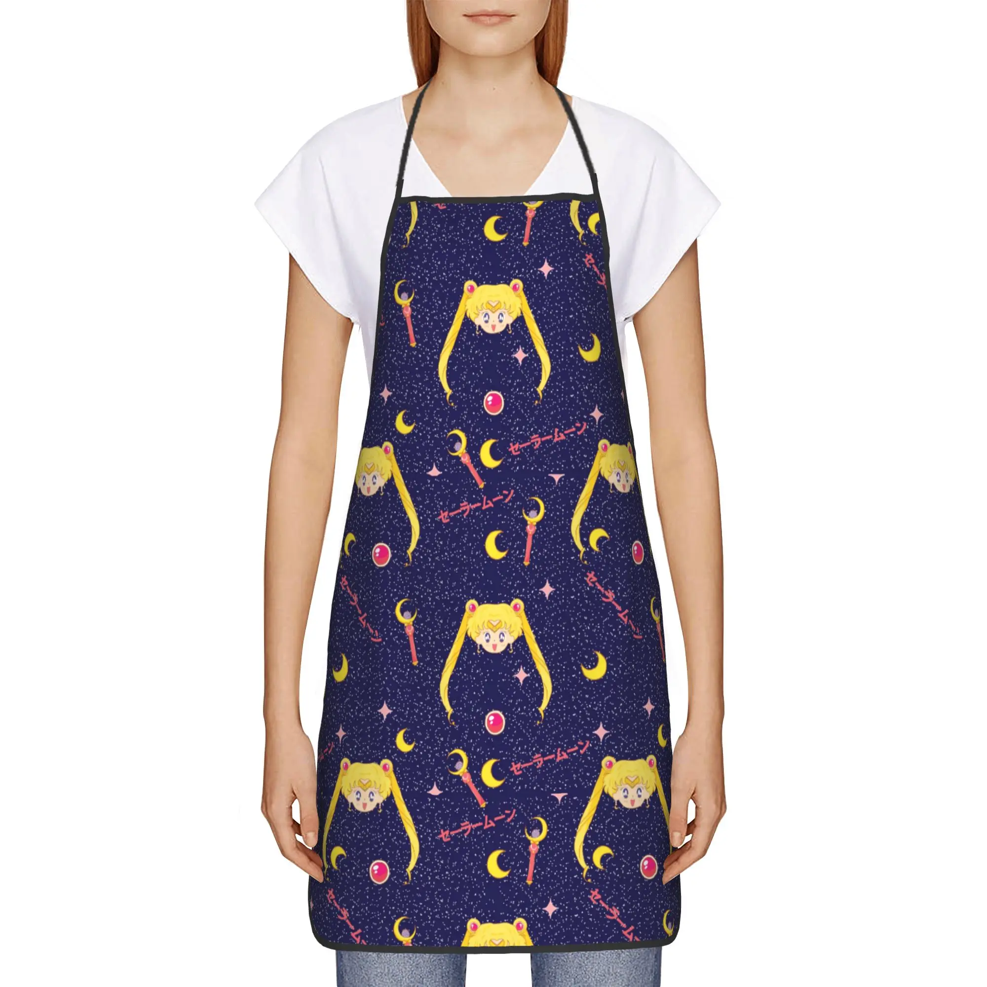 

Anime Apron Cuisine Cooking Baking Gardening Sailors Moons Cute Cartoon Bib Cafe Waterproof Pinafore for Men Women