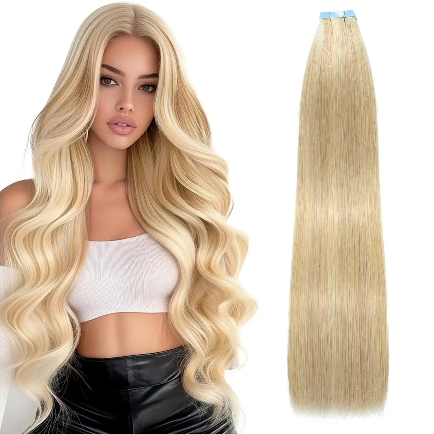 100% human hair Tape In Hair Extensions Invisible PU Seamless Skin Weft Tape in Real Human Hair Silky Straight Hair Extensions