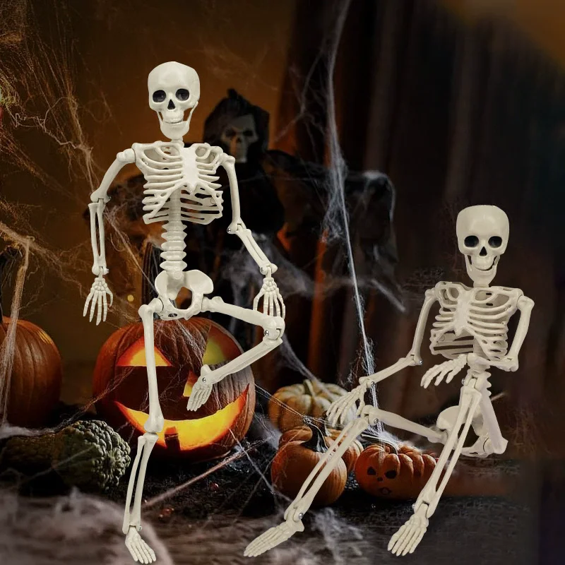 

Skeleton Halloween Decorations 40cm Horror Posable Skeletons Statue Home Decor Halloween Theme Haunted House Party Props Decor