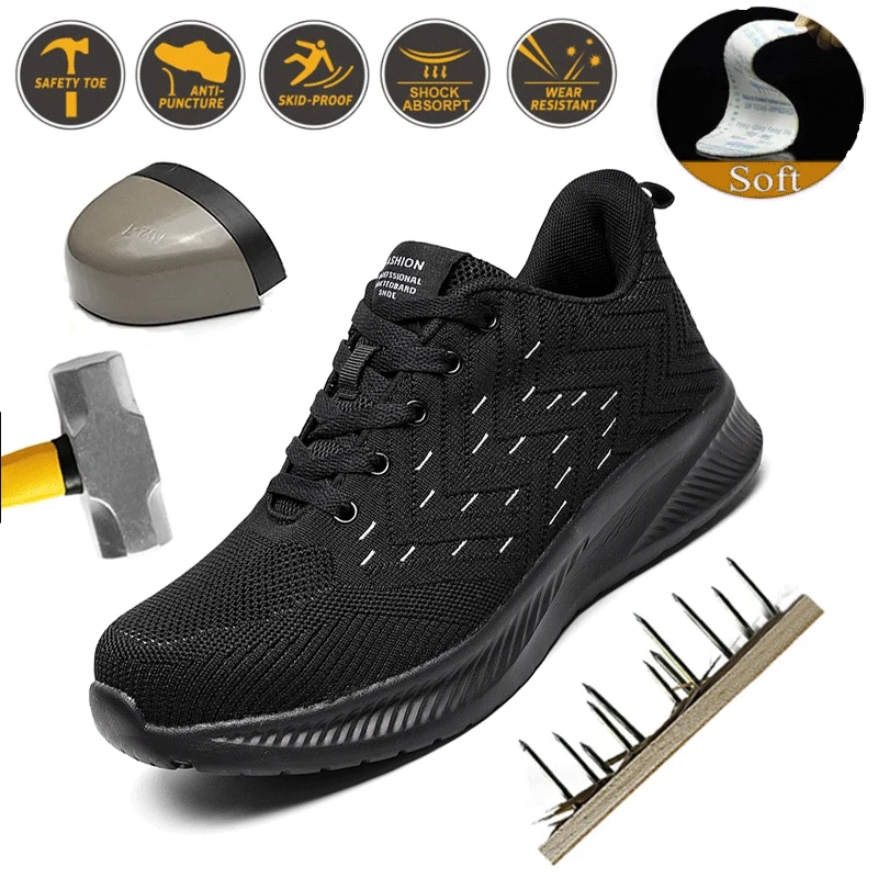 

2023 New Work Sports Shoes Steel Toe Men's Safety Shoes Anti-piercing Work Shoes Boots Fashion Indestructible Footwear Safety