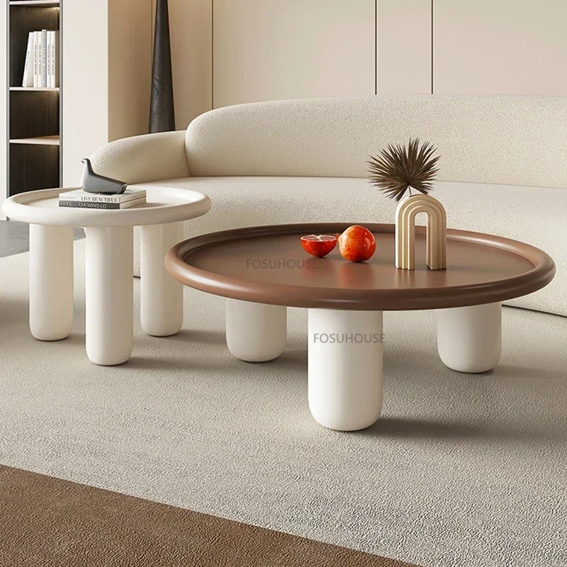 For Nordic Solid Wood Coffee Tables for Café Furniture Small Side  Household Cream Style Creative Light Luxury Round