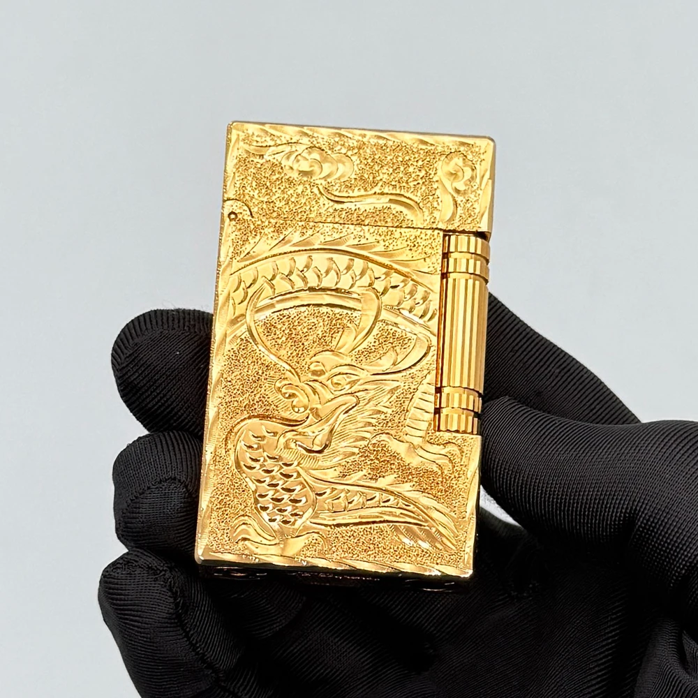 Dragon Lighter, Refillable Butane Cigarette Lighter, Vintage Flip-Top Design, Adjustable Soft Flame, Gift for Men