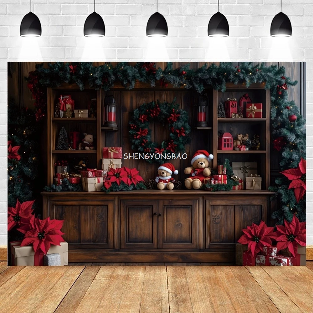 Christmas Toys Gifts Cabinet Backdrop Xmas Party Kids Family Portrait Photography Background Decor Photostudio Photobooth Props