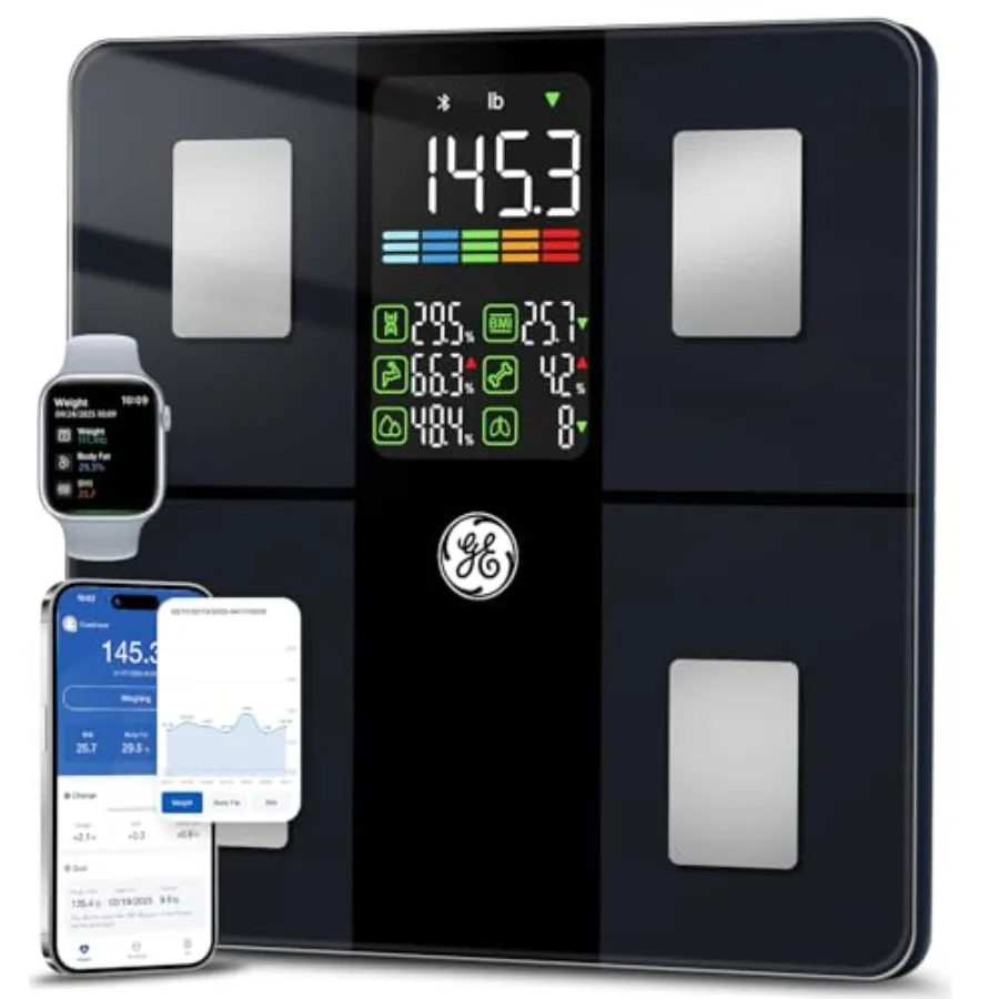 

Scale for Body Weight Body Fat BMI Muscle Mass Smart Bathroom Scales with 14 Body Composition Metrics with Lar Display Accurate