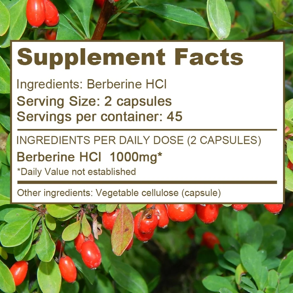 Berberine 500mg - Immunity Booster, Supports Healthy Metabolism, 90 Vegetable Capsules, Non-GMO