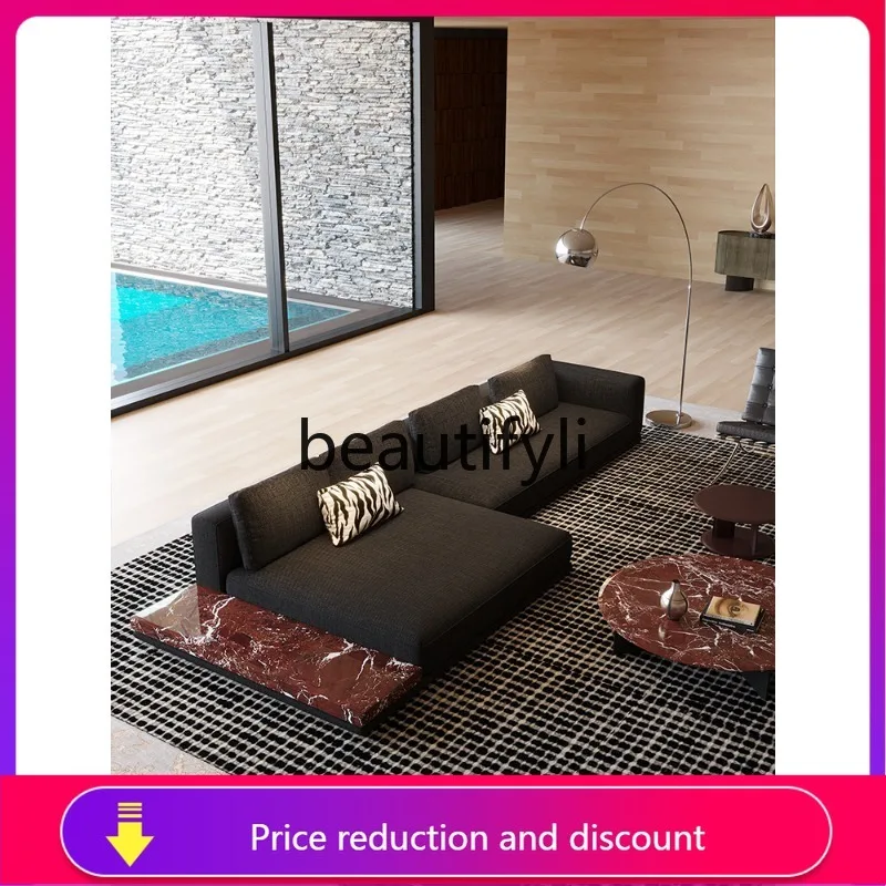 Fabric Sofa Imported Cotton Linen Villa Living Room Italian Minimalist Down Sofa