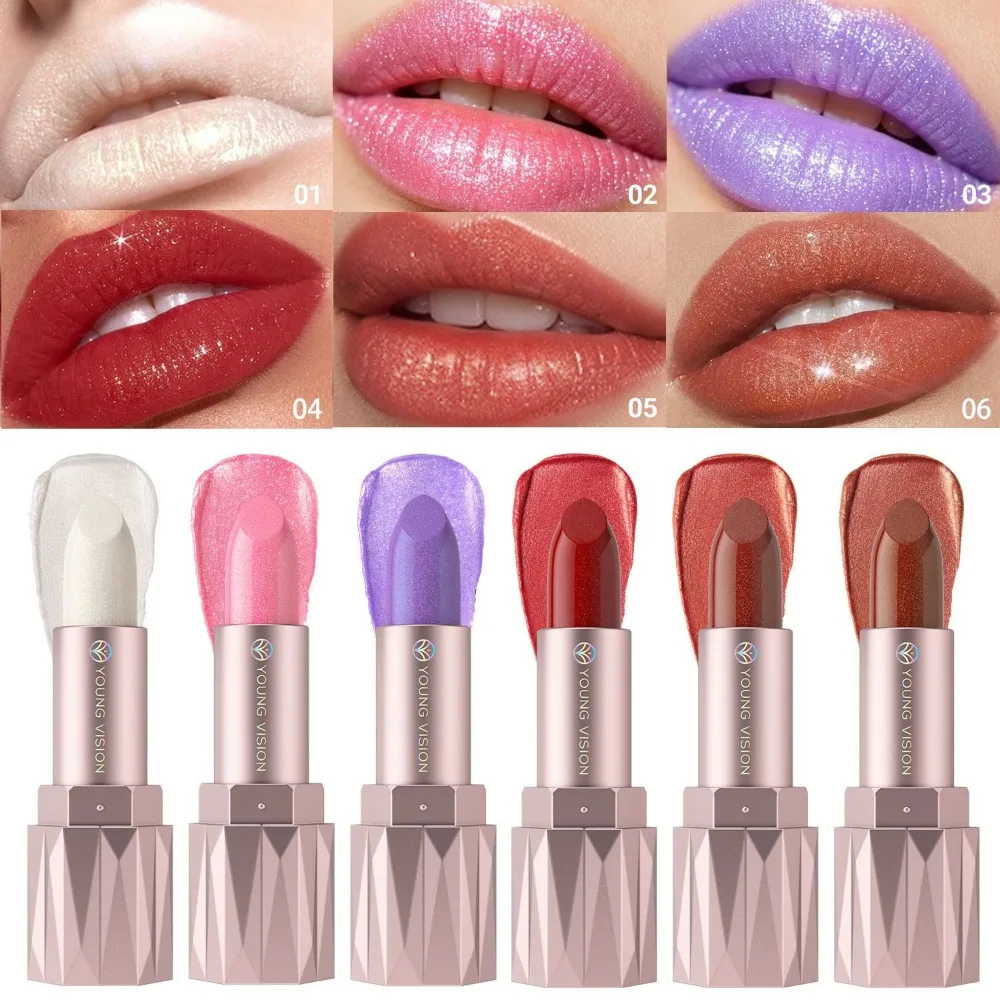 Pearl Shimmer Lipstick Hydrating Rich Color Metallic Lip Gloss Payoff High Pigment Shine Smooth Daily Lip Stain Cosmetics White