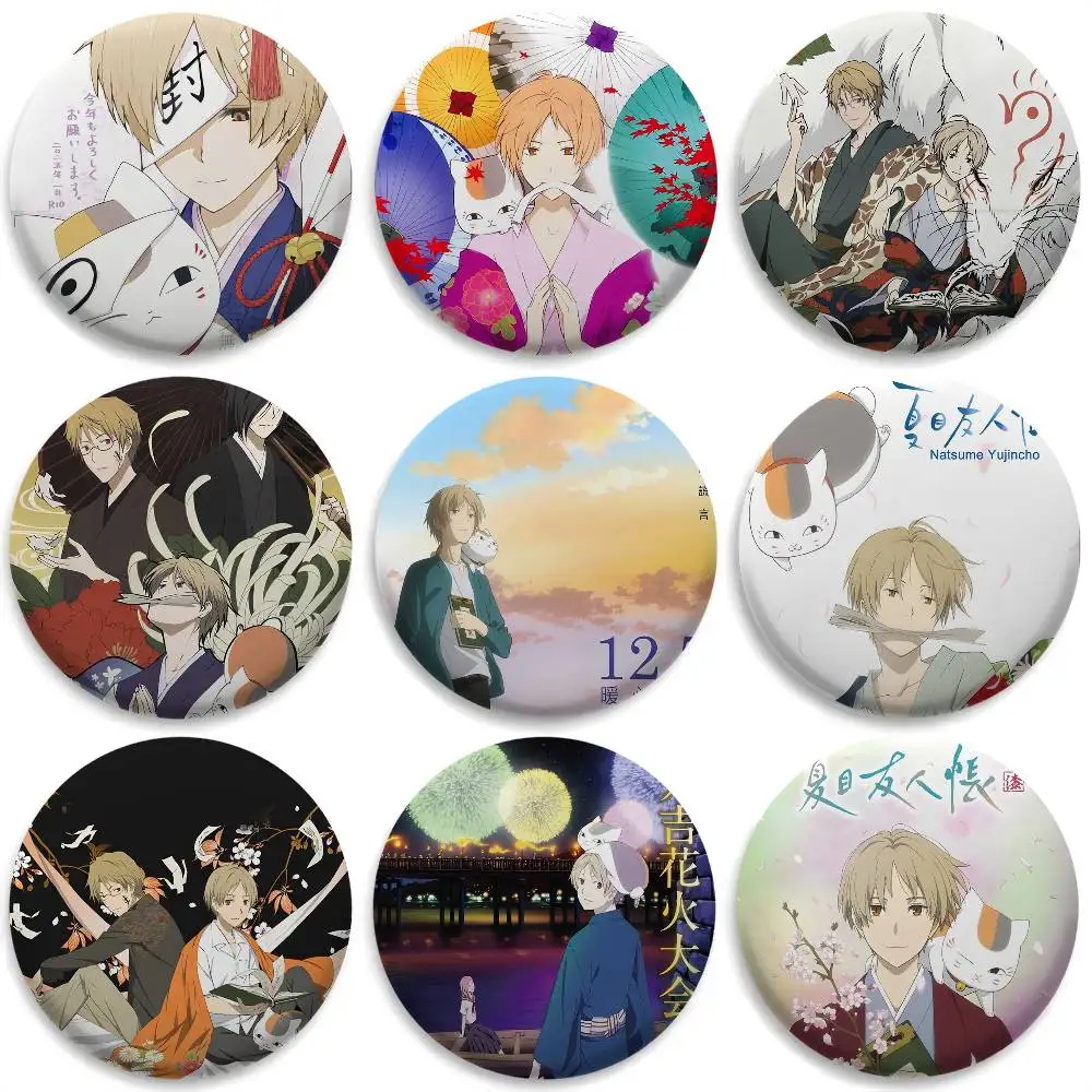 

N-Natsumes Book Of Friends Badges Round Exquisite Badge Brooches Creative Pins For Clothes Hat Backpack Gift Accessories