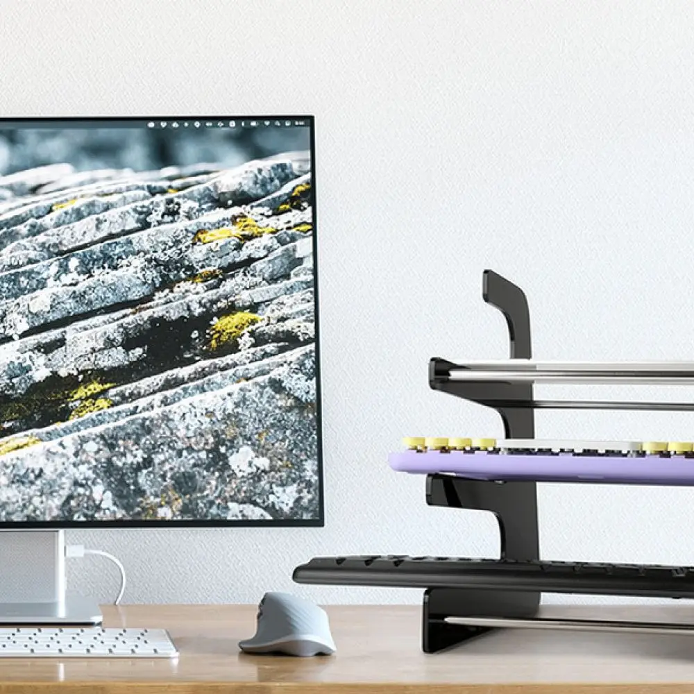 Modern Desktop Storage Rack Acrylic Transparent Keyboard Stand Organizer For Office Gaming Desk Accessories