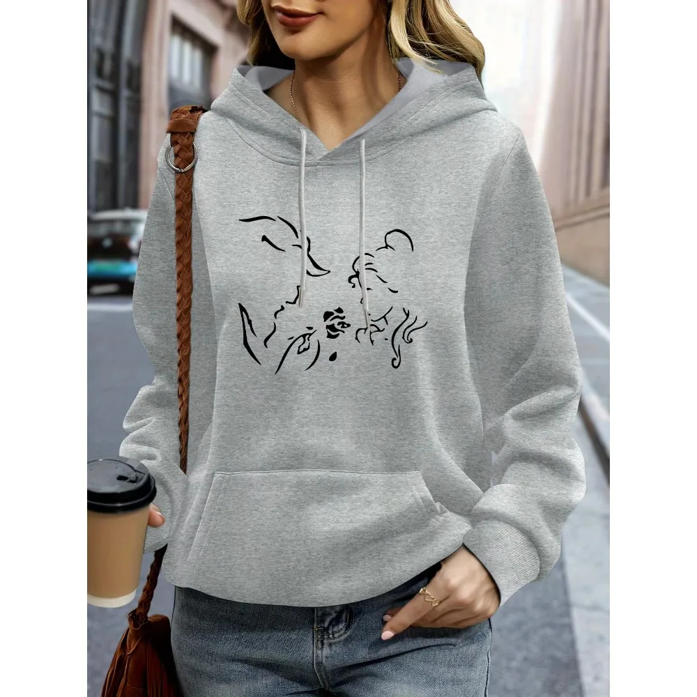 المرأة ديزني الجمال والوحش الرجال الصوف هوديس هودي البلوز البلوز الخريف الشتاء زائد الحجم فضفاض معاطف القمم لينة