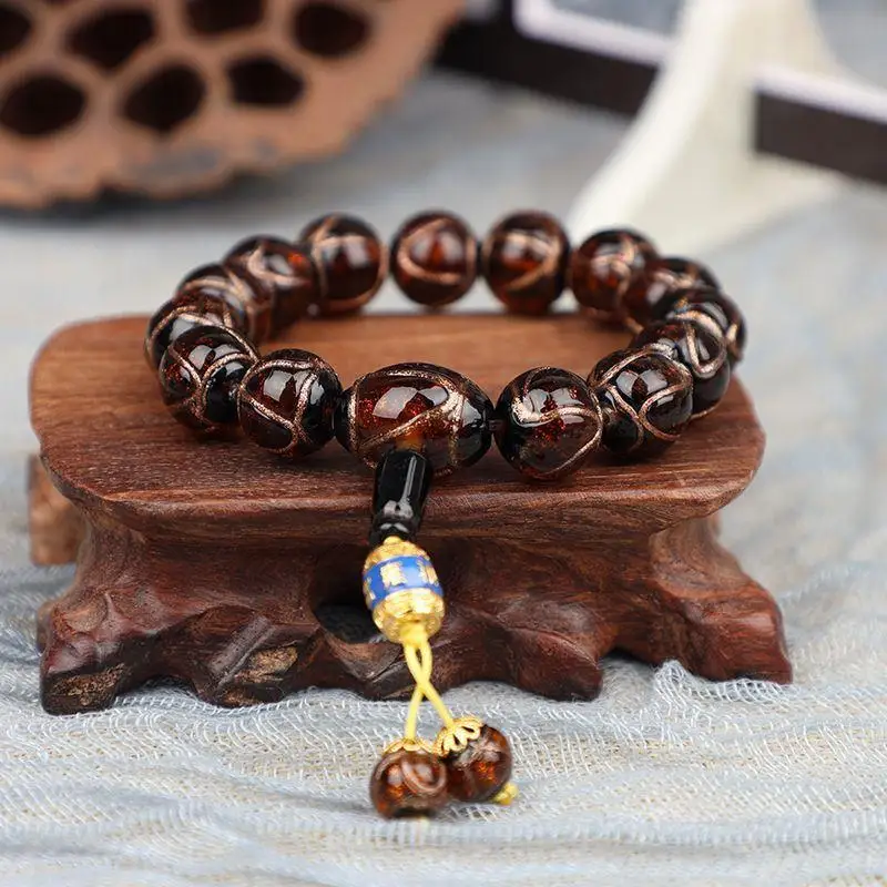 Beijing Circulation Fragrant Gray Colored Glaze Bracelet Five-Color Multi-Treasure Swallowing Gold Beast Cinnabar Zodiac Beads B