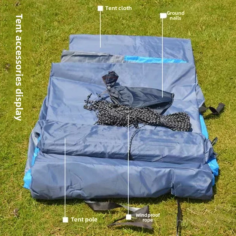 Cross-border Large Four-season Double Layer Camouflage Tent Thickened Automatic Portable 5-8Person Family Camping Tunnel Tent