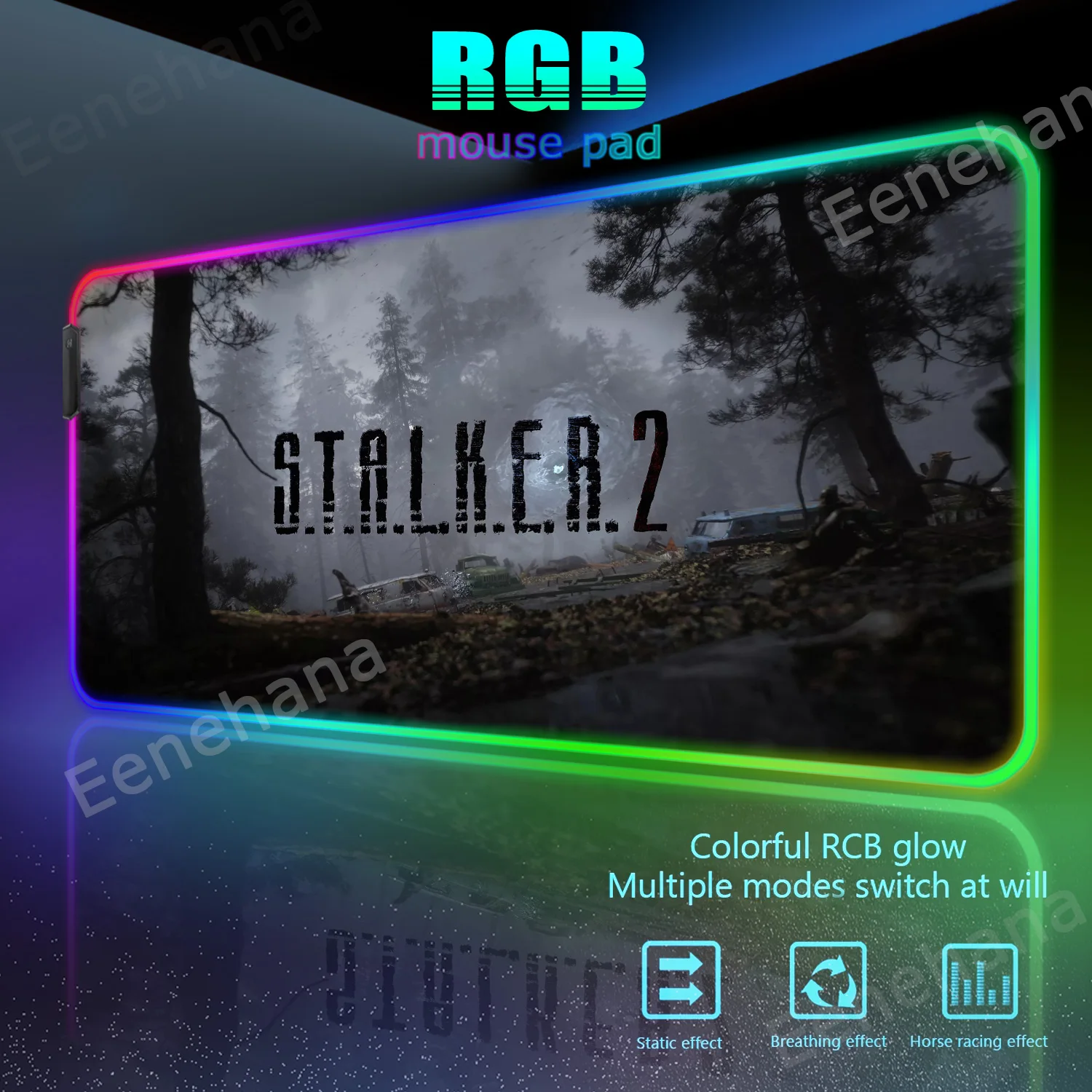 RGB Stalker 2 Large Gaming Mouse Pad Computer Accessories Carpet Desktop LED Xxl Keyboard Extended Pad Black Backlight Desk Mats