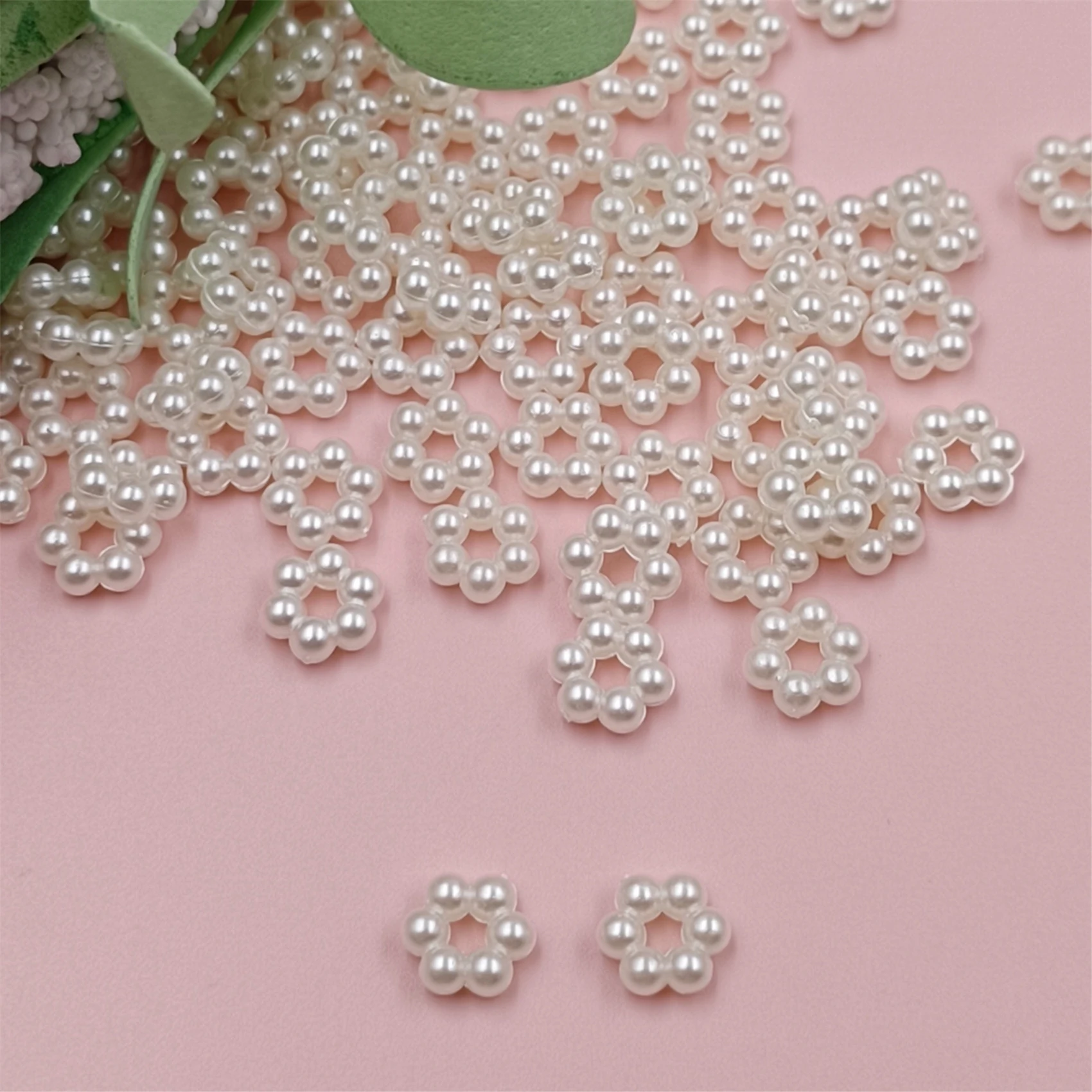 40pcs/pack ABS Pearl White Loose Beads For Jewelry Making Crafts DIY Mini Heart Star Without Hole Drip Glue Filling Decoration