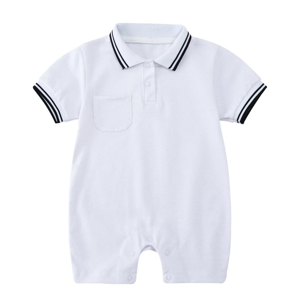 

Baby clothing Summer Boys and girls preppy Fashion Polo lapel shirt short sleeve shorts crawl suit size70 80-90 100 /0-3 years