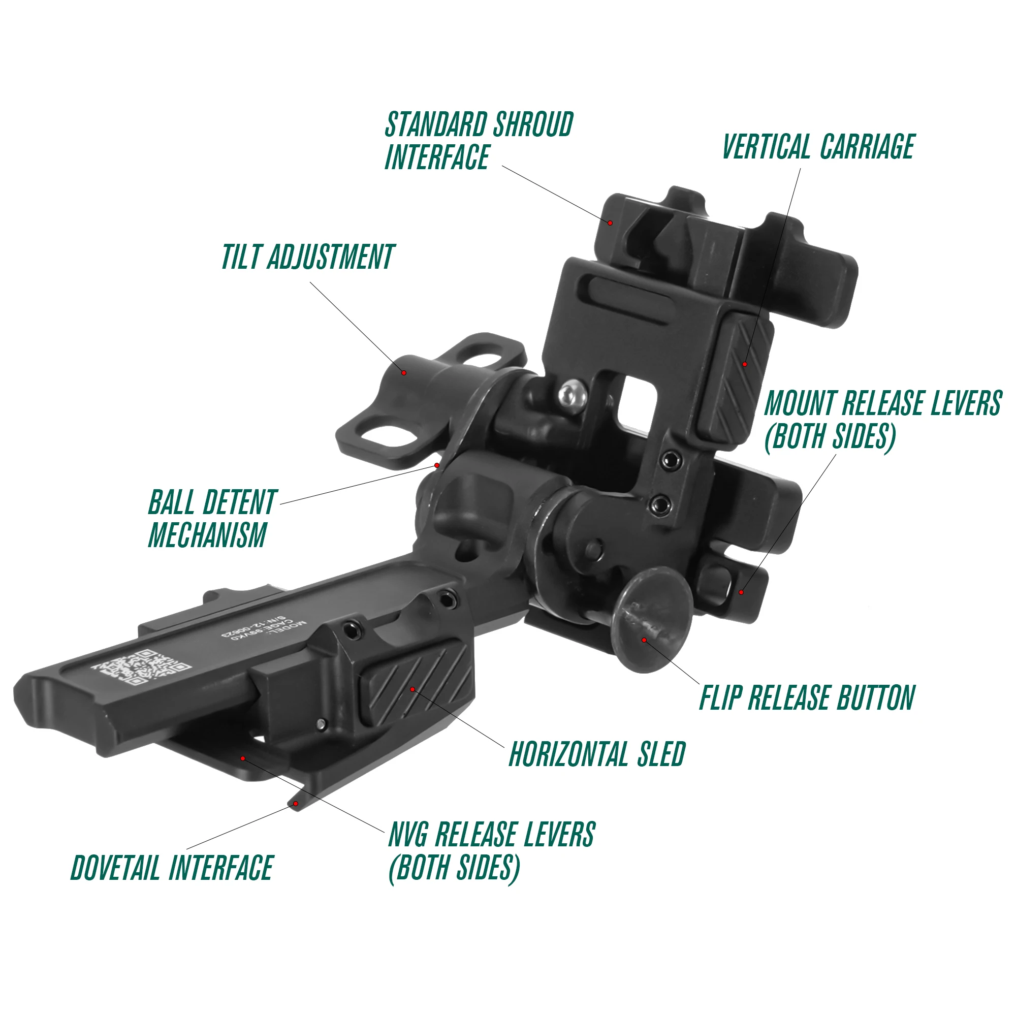 NI Alpha NVG Halterungsarm mit Schwalbenschwanzbefestigung, Ultraleichter Druckknopf-Freigabe Nachtsicht-Helmhalterung für PVS-14 PVS31 GPNVG-18 – Detail 9
