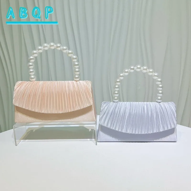 

New Evening Women's Bag Beaded Pleated Dinner Party Women's Handbag Fashion Women's Shoulder Crossbody Bag High Quality