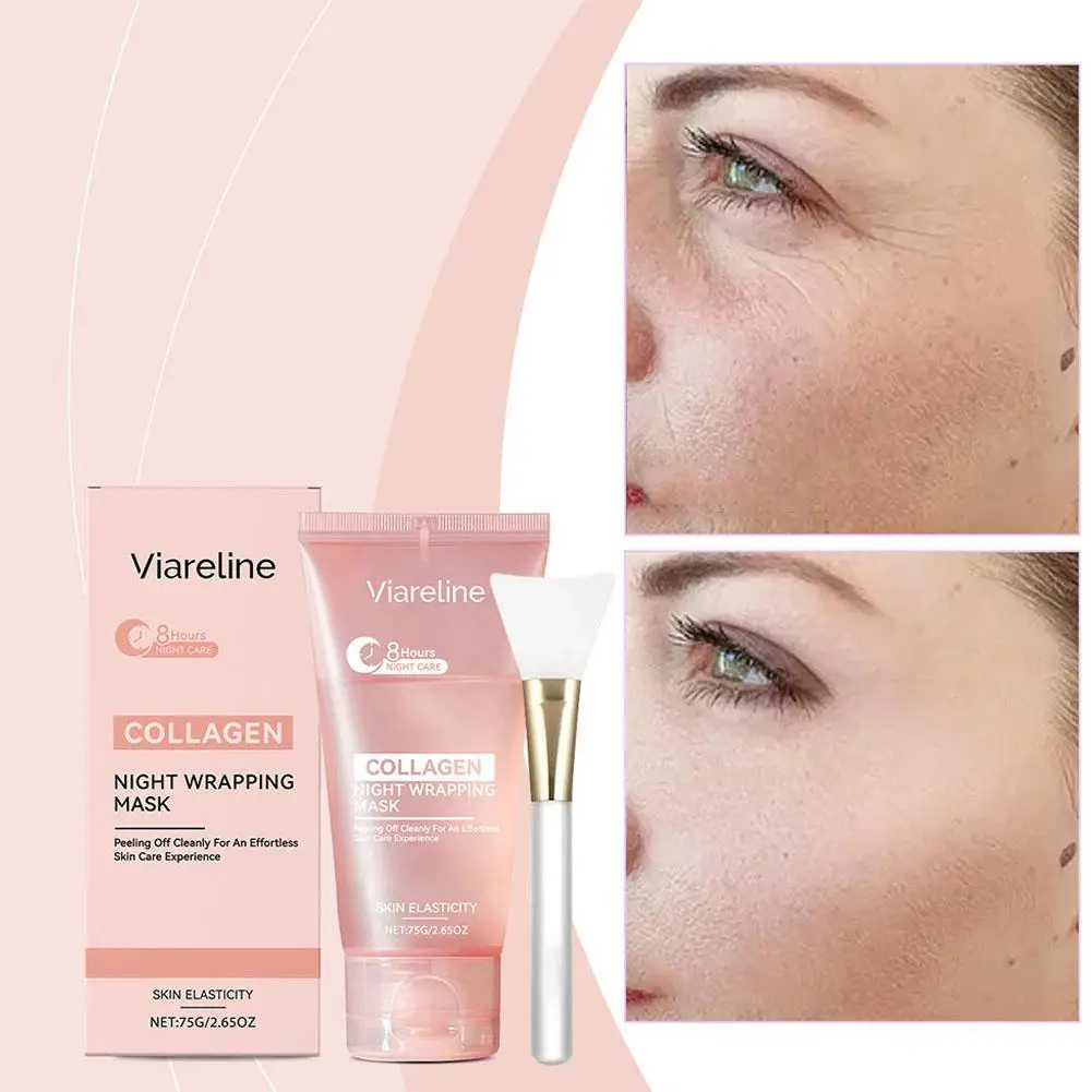 

75g Collagen Night Wrapping Peel Off Mask Facial Moisturizing Brighten Hydrating Smooth Face Firming Skin Rejuvenation Care Mask