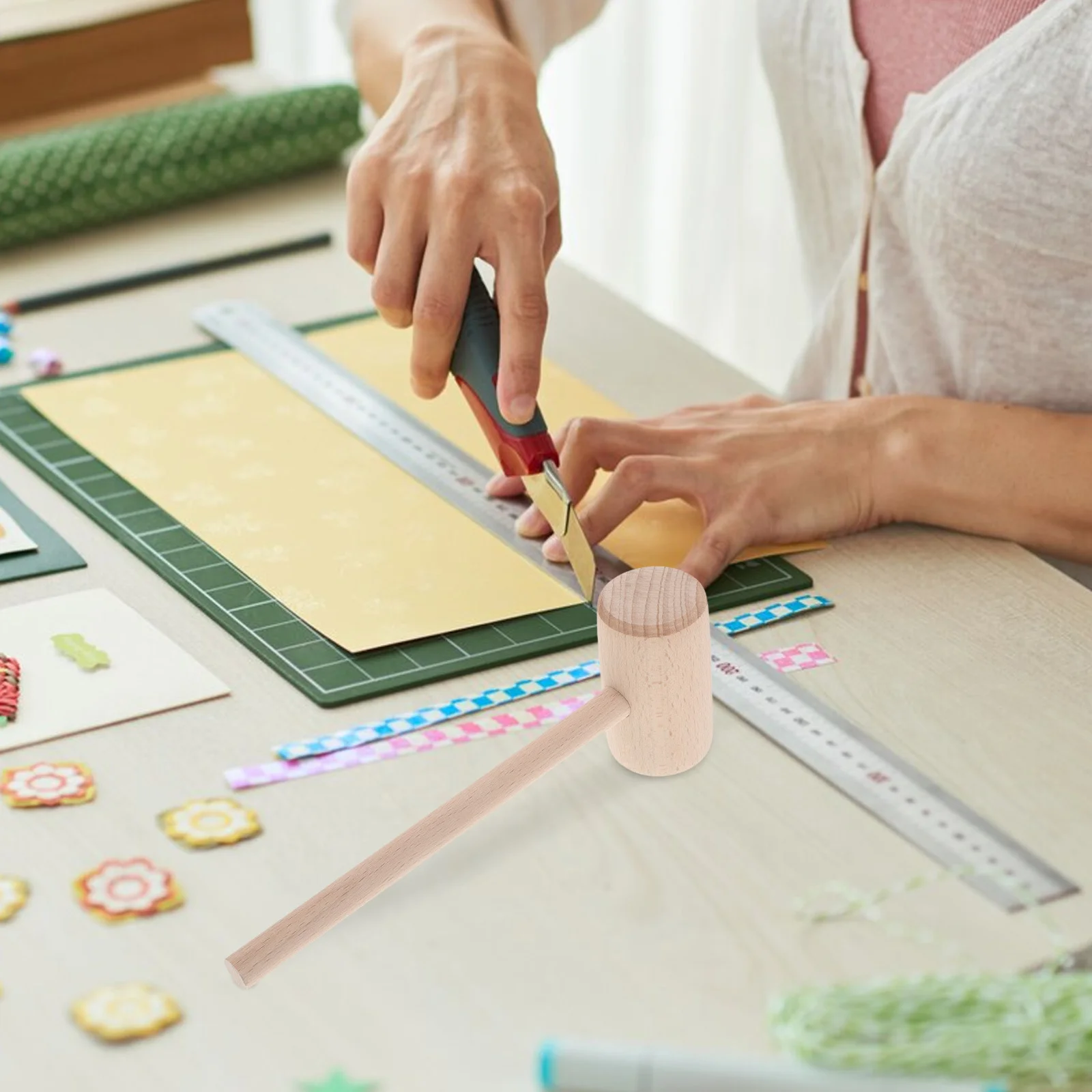 

DIY Wooden Hammer Crafts Mallet Woodworking Carving Crafting Supplies Distinctive Design Comfortable Hand Feel Prolonged