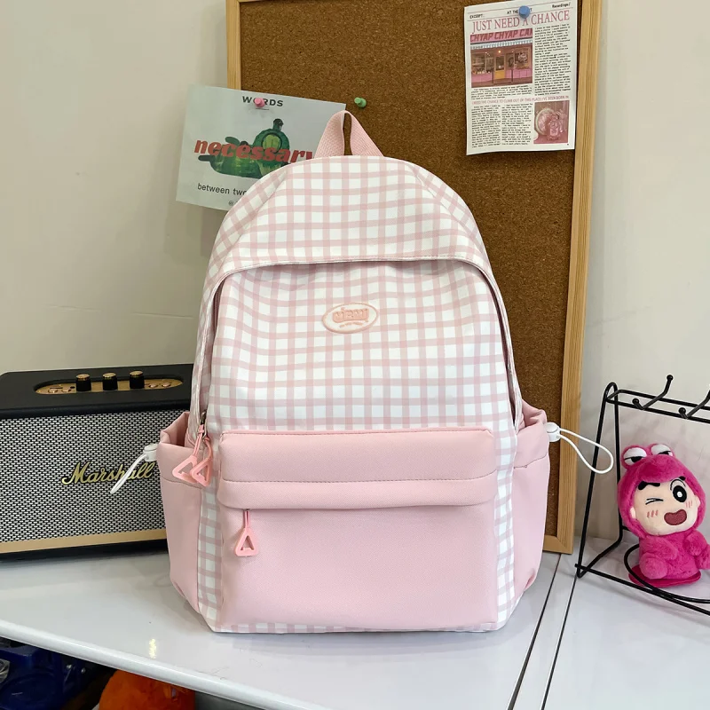 

Schoolbag FemaleinsHigh School Students Junior High School Students High-Looking Fresh and Cute Plaid Backpack Large Capacity Ca