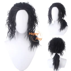 Michael Synthetic Hair Jackson Cosplay Wig Black Long Curly Black Hair Heat Resistant Wigs Halloween Anime Cosplay Wig
