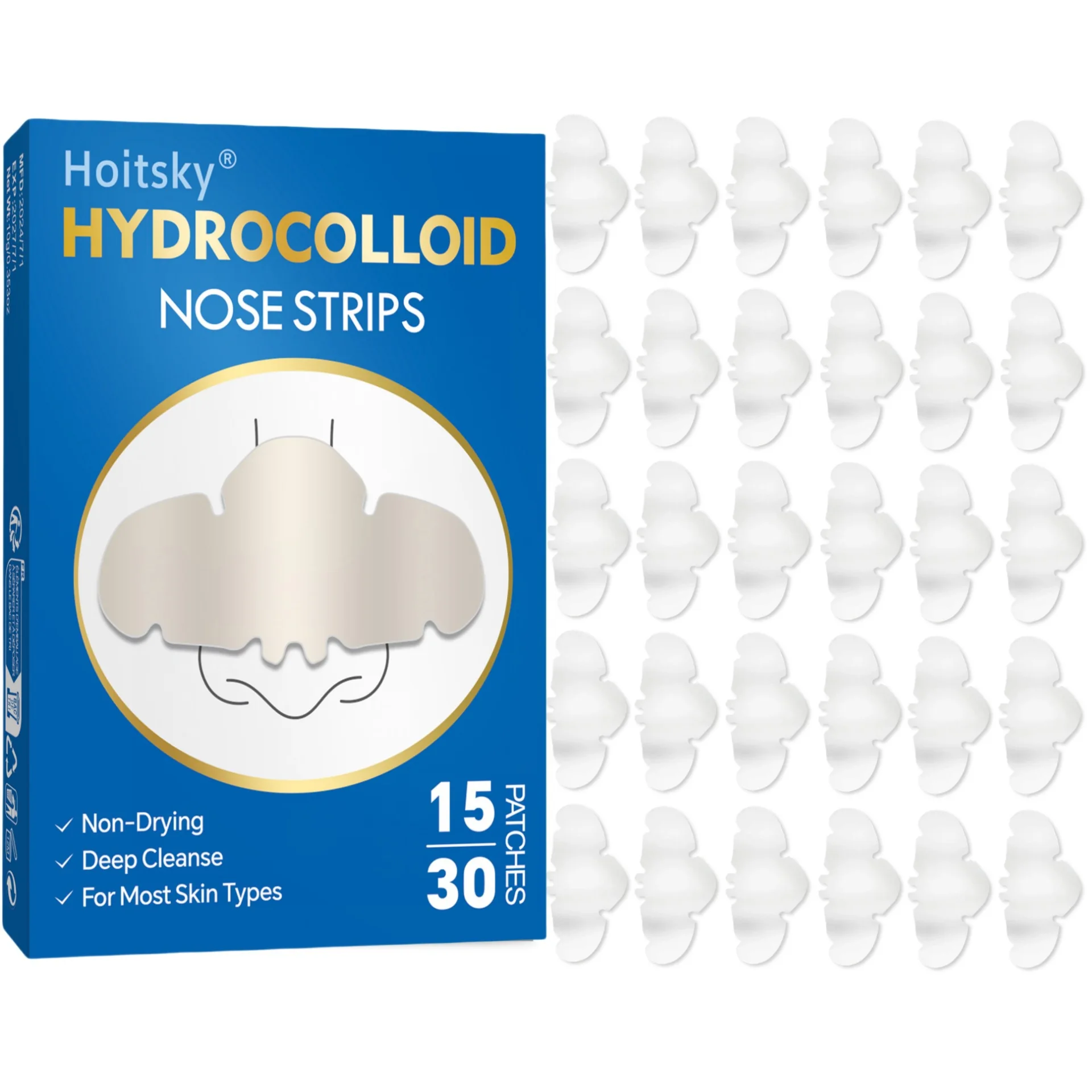 30/15 pieces/box of hydrogel nose patch - non irritating water-based gel, which can effectively remove deep pores and blackheads