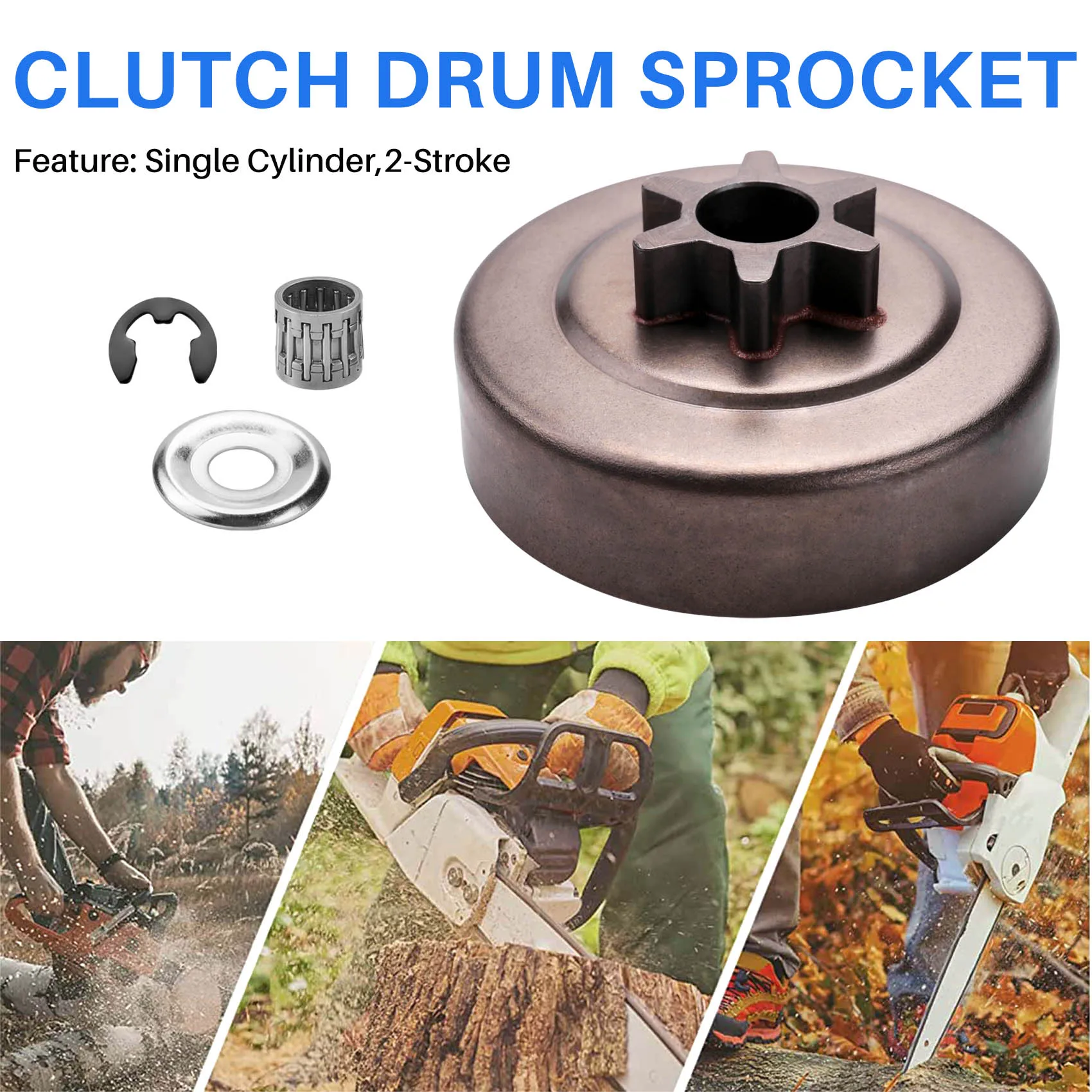 A80I3/8 6T Clutch Drum Sprocket Washer E-Clip Kit For Stihl Chainsaw 017 018 021 023 025 Ms170 Ms180 Ms210 Ms230 Ms250 1123