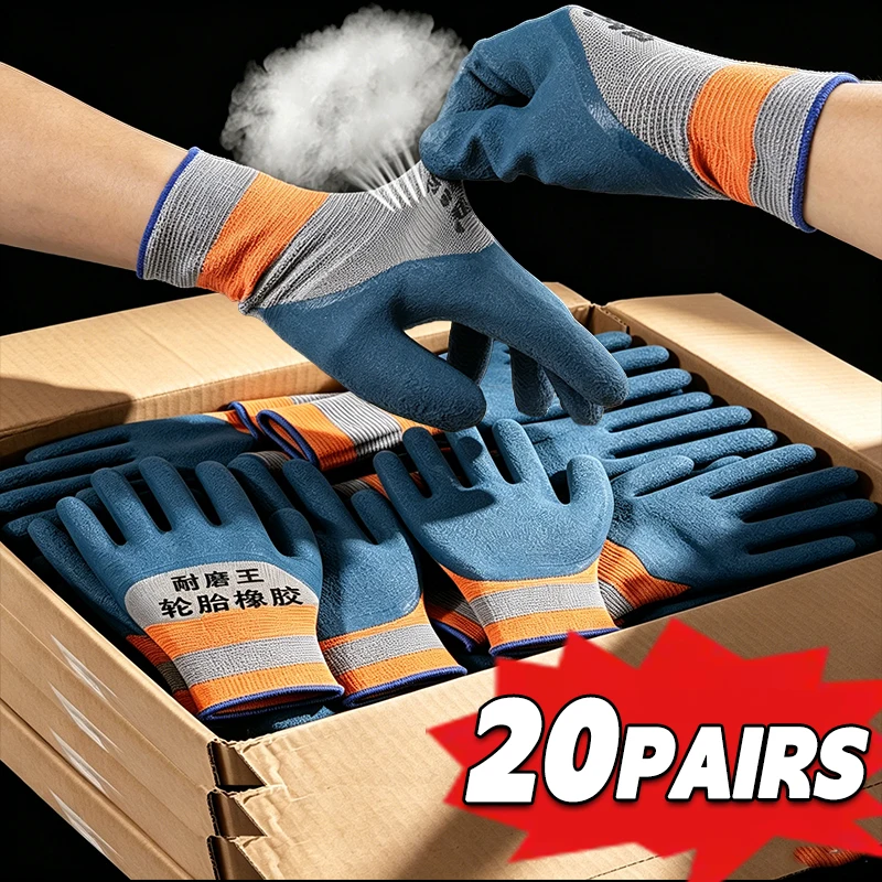 1-20pairs Non-Slip Work Gloves Glued Coated Wear Resistant Protective Safety Gloves for Construction Gardening Industrial Use