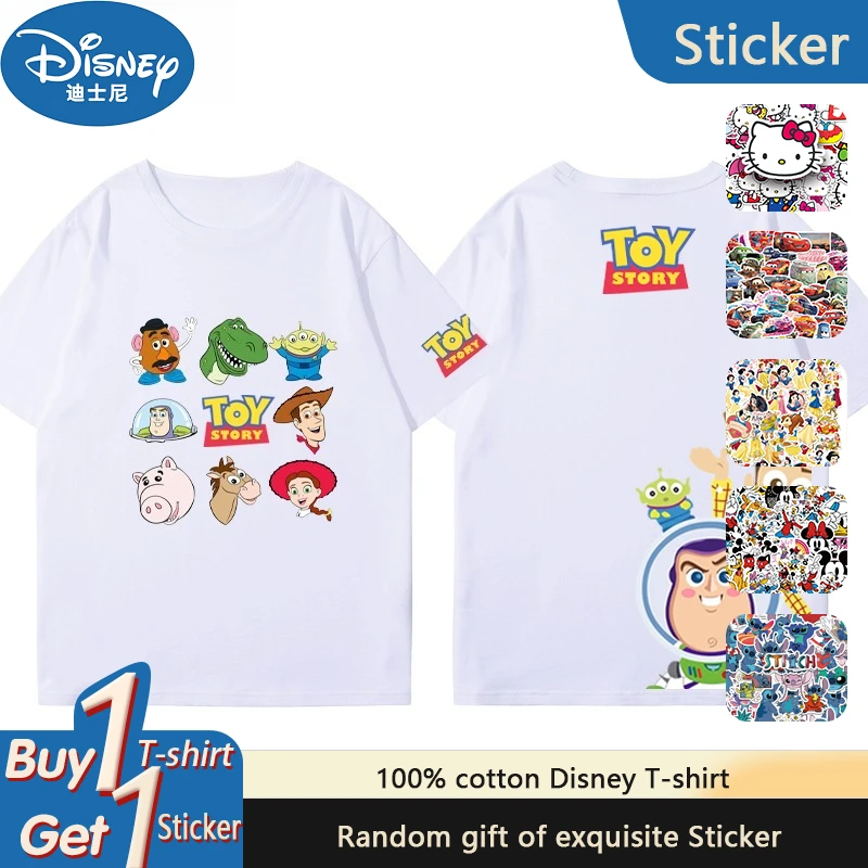 

Disney Toy Story Вуди Базз Лайтер Трехугольный периферийный топ для мальчиков с короткими рукавами, мужской и женский летний свободный хлопковый топ