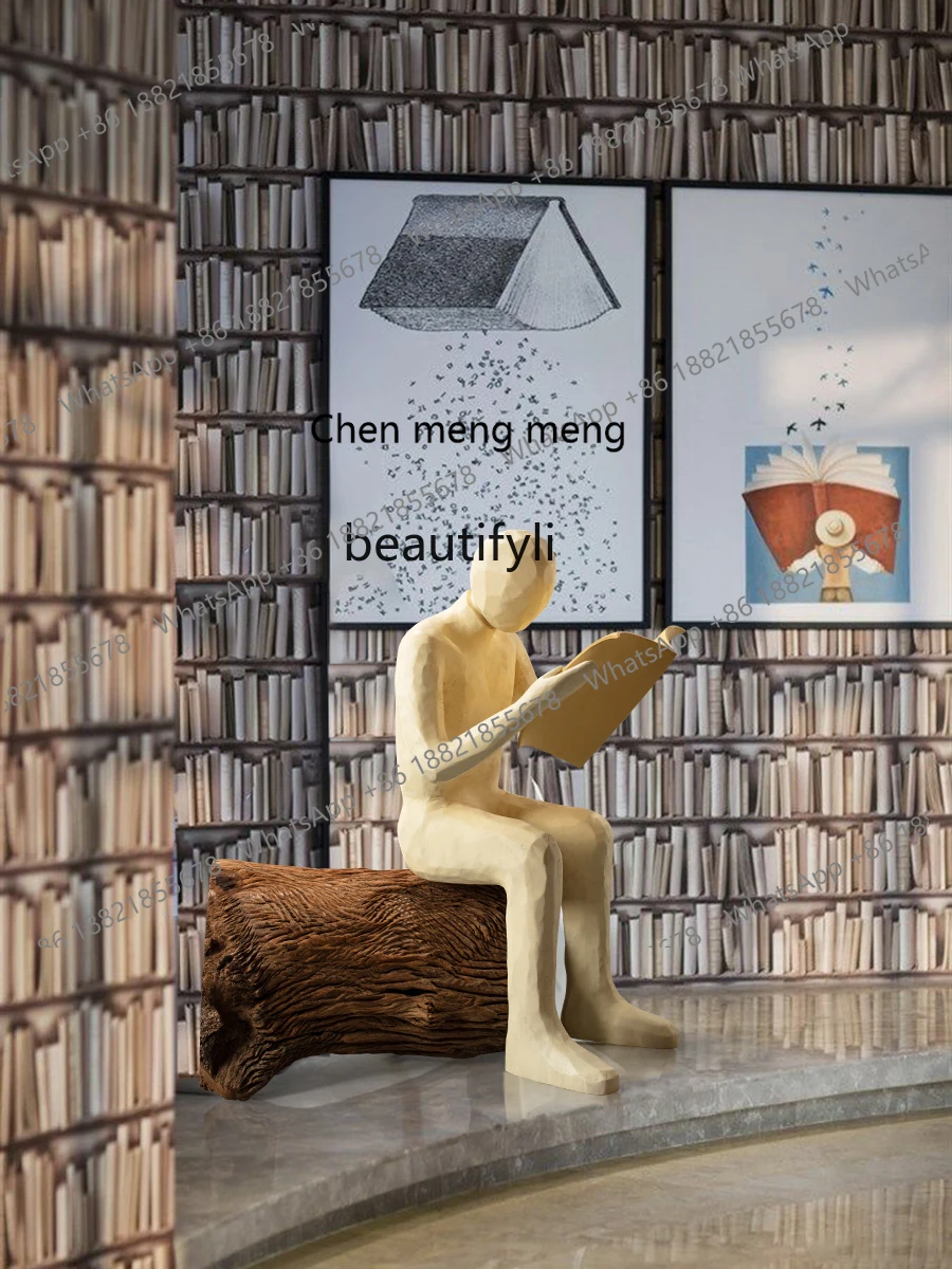Readers Modern Abstract Figure Sculpture Wood Carving Decorations Large Floor Ornaments