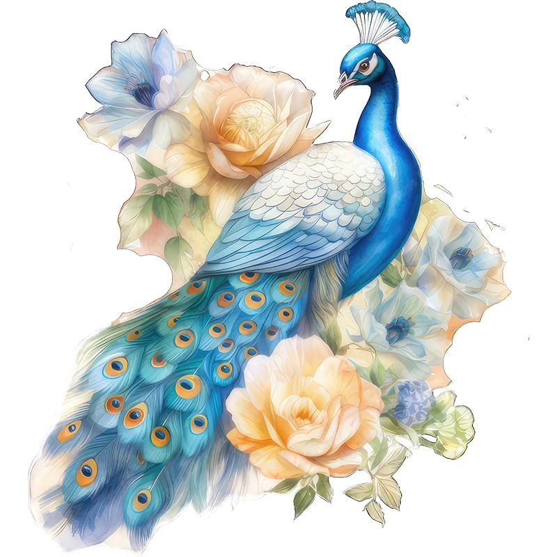 Three Ratels QN51 Beautiful Peacock Watercolor Art Sticker for home decoration Toilet sticker Car hood decals