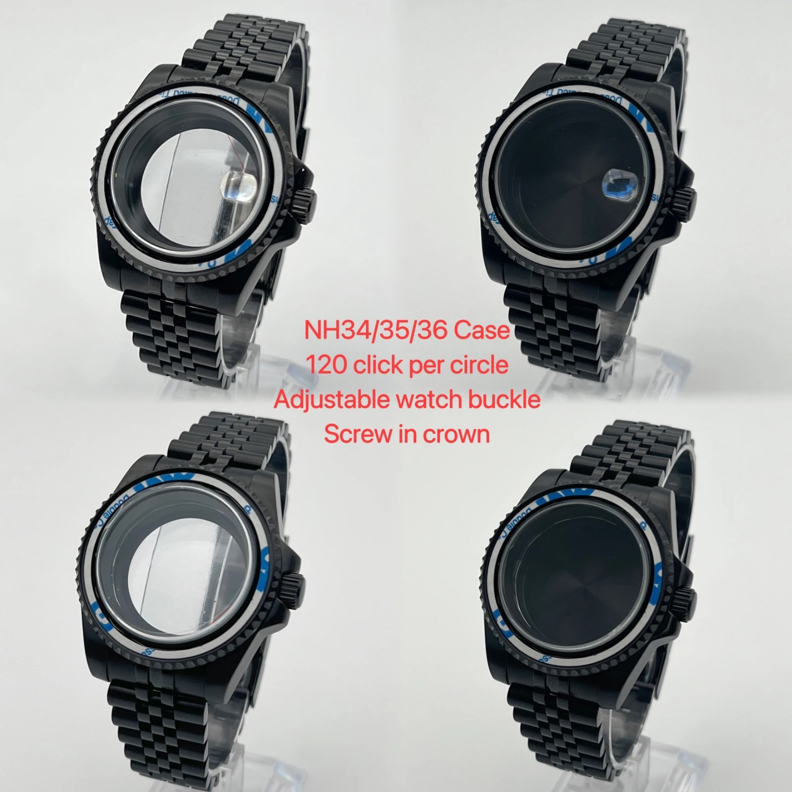 

Black NH35 case, 40mm case Silver Jubilee wrist guard set, SUB accessories, sapphire glass mirror, suitable for NH34/NH35/NH36