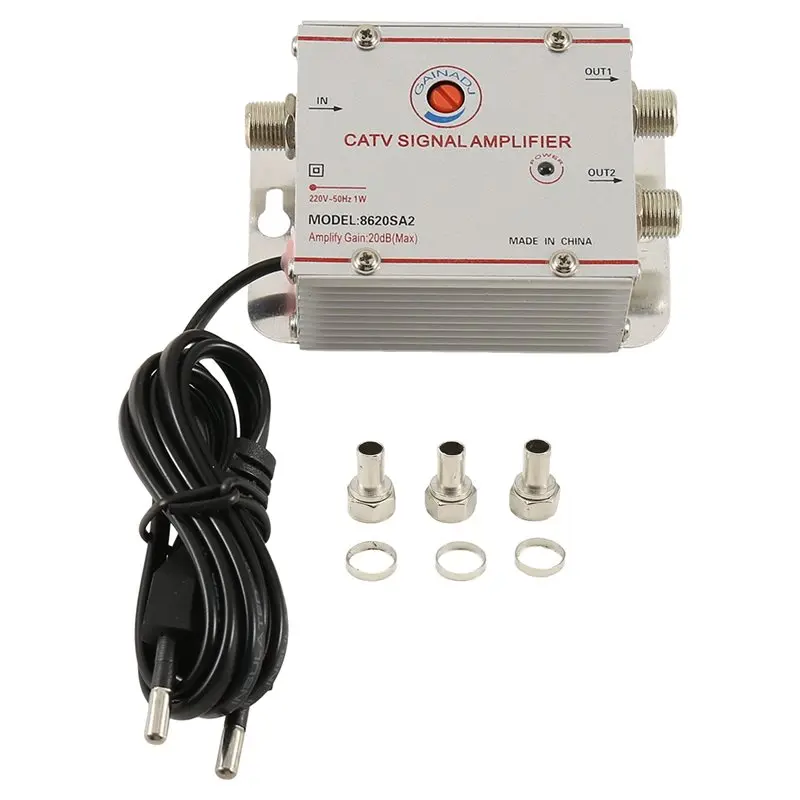 Super Deal -Home TV Equipment Digital Cable TV Splitter Amplifier 20DB Ground Wave DTMB Signal Booster Antenna EU Plug