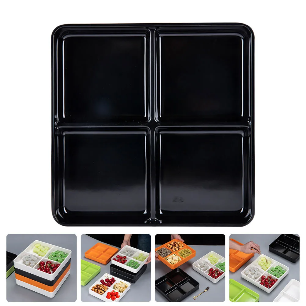 

Four Compartments Multi-Grid Food Plate Large Capacity Snack Tray for Home Tableware Serving Pickles Candy Food Plate