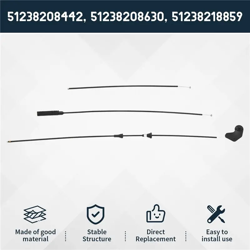 A22E-3PCS Engine Hood Release Bowden Cable For BMW E46 320I 323I 98-05 51238208442 view 6