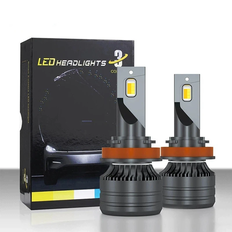

4pcs Car Headlight 8000LM Dual-color H4 LED Tri-color H7 H11 H8 9005 HB3 9006 H3 LED Bulb 12V 6000K 3000K 4300K Fog Lamp