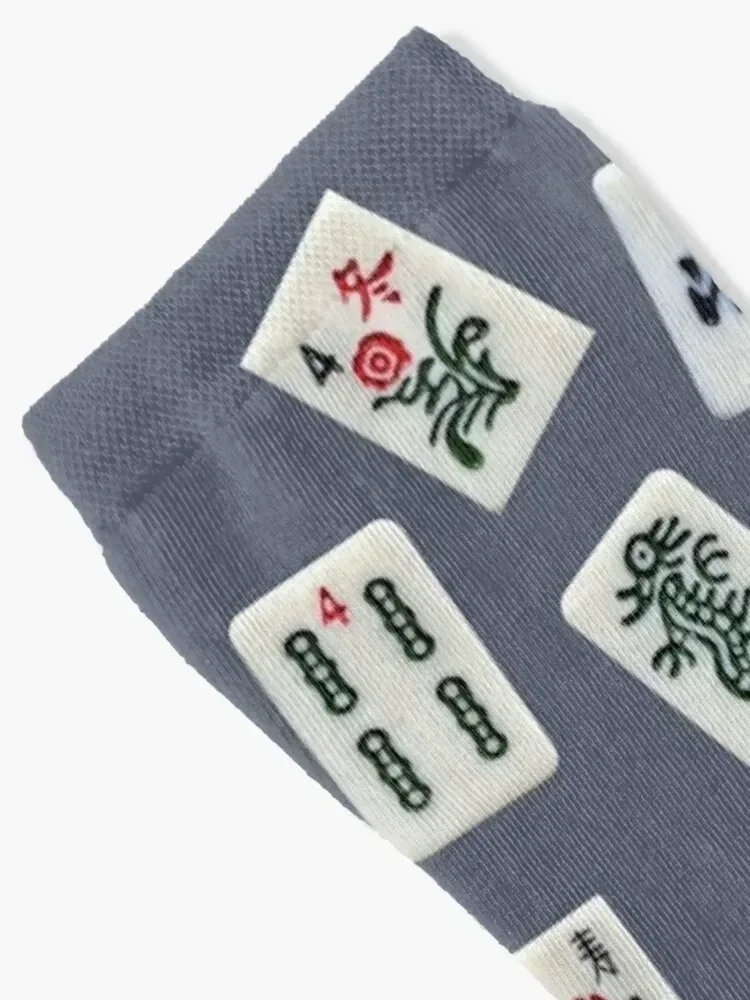 Mahjongg game tiles design on blue color Socks cute designer brand new year Socks For Men Women's