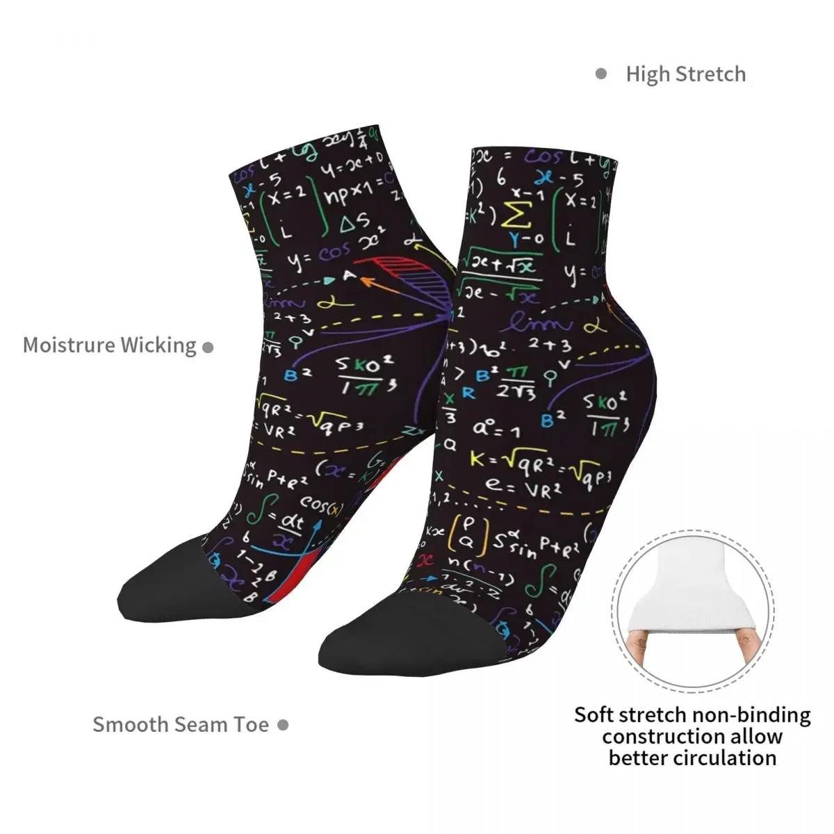 Colorful Math Formulas Socks Harajuku Sweat Absorbing Stockings All Season Socks Accessories for Man's Woman's Birthday Present
