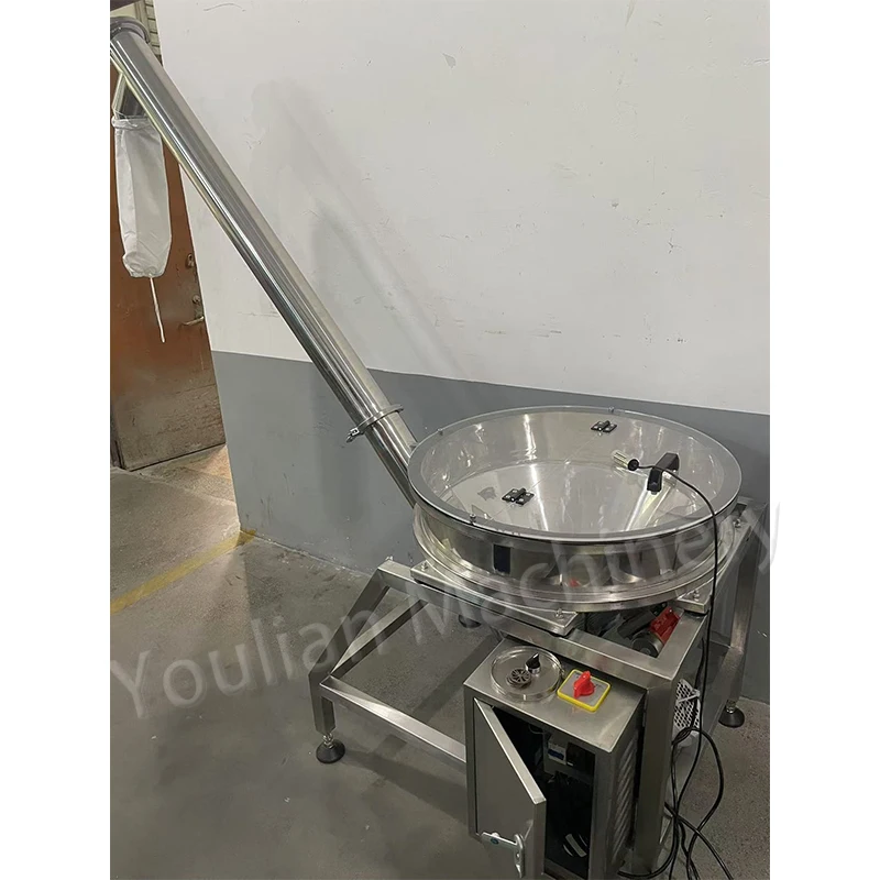 SUS304 Auger Screw Vibrating Inclined Feeder Round Bucket Feeder Conveyor